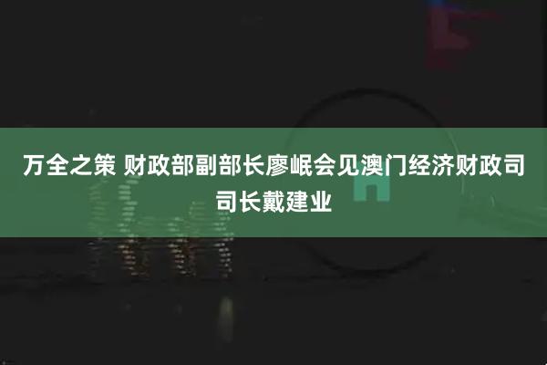 万全之策 财政部副部长廖岷会见澳门经济财政司司长戴建业
