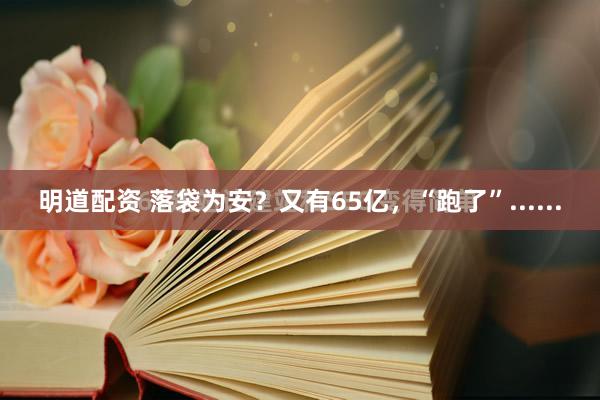 明道配资 落袋为安？又有65亿，“跑了”......