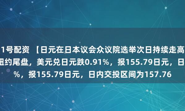 1号配资 【日元在日本议会众议院选举次日持续走高】周一（2月9日）纽约尾盘，美元兑日元跌0.91%，报155.79日元，日内交投区间为157.76
